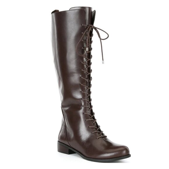 Gianni Bini Shoes - NEW Gianni Bini x Lilly Sisto Pippa Leather Lace Up Riding Boots in Brown Sz. 6